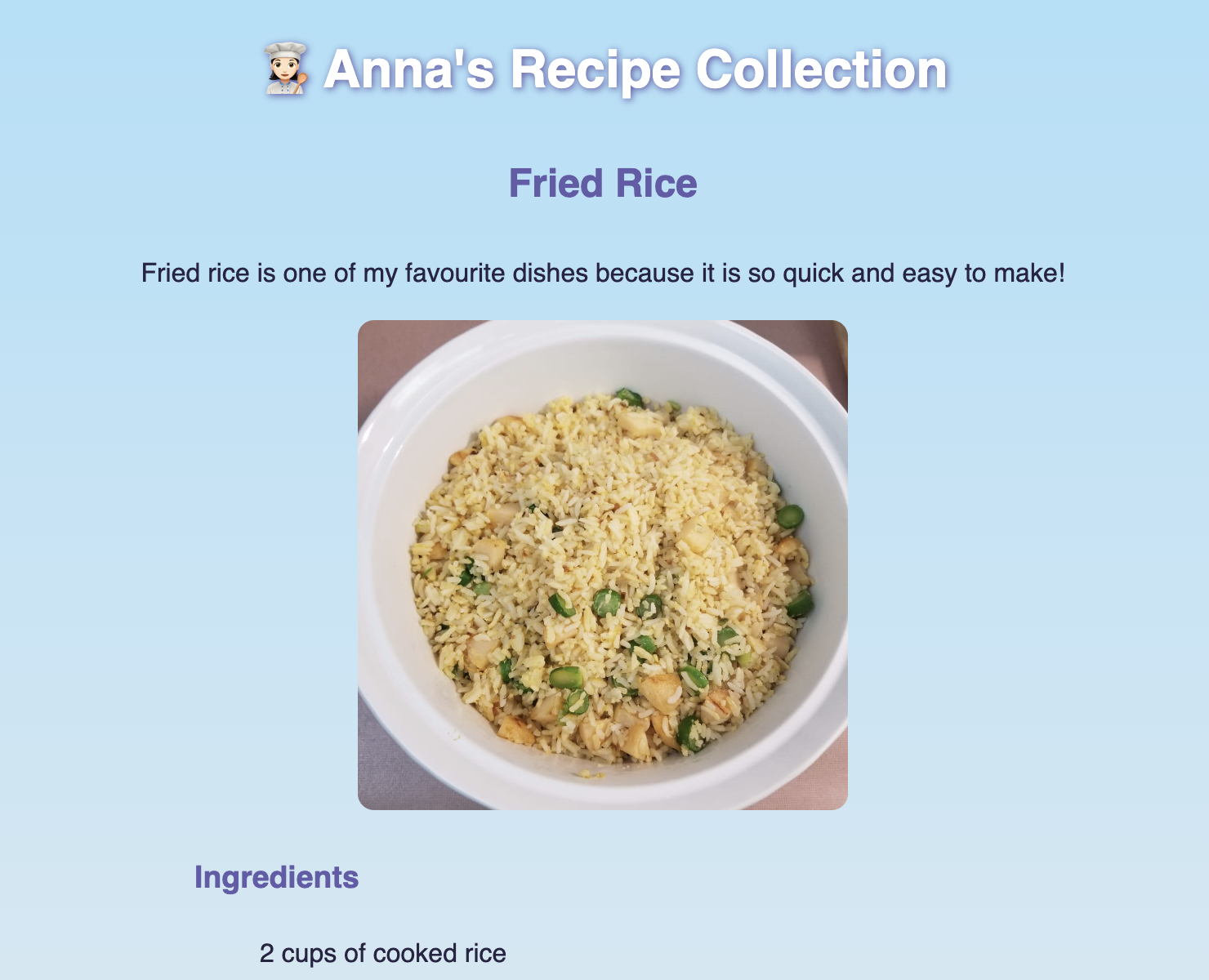 Recipe project preview